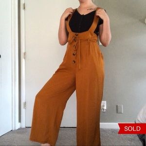 Burnt Orange Material Overalls